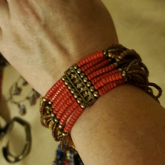 Earthy Red and Blue Bracelet lot - Picture 6 of 11